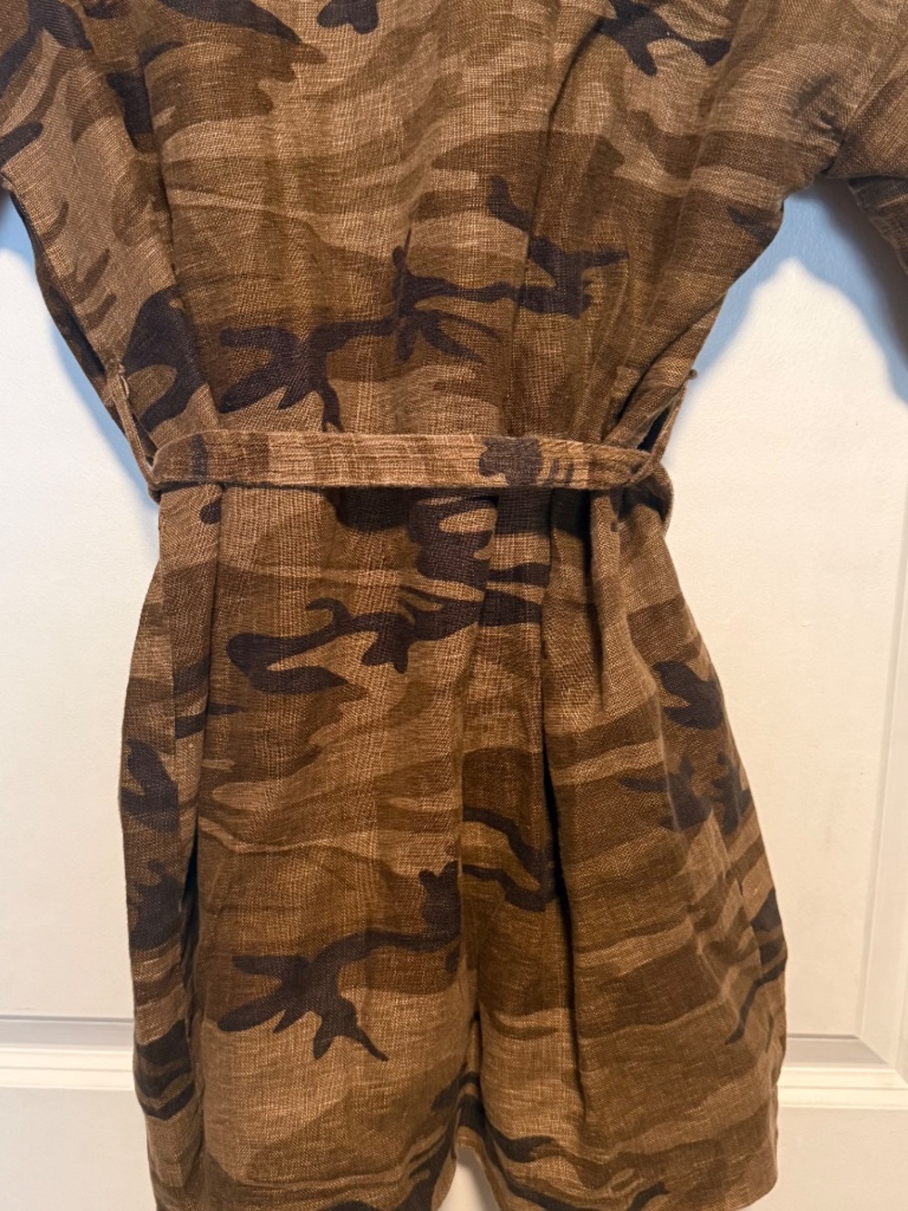 Johnny Was Flora Camo Embroidered Kimono Duster Belted Linen Boho - Picture 10 of 15